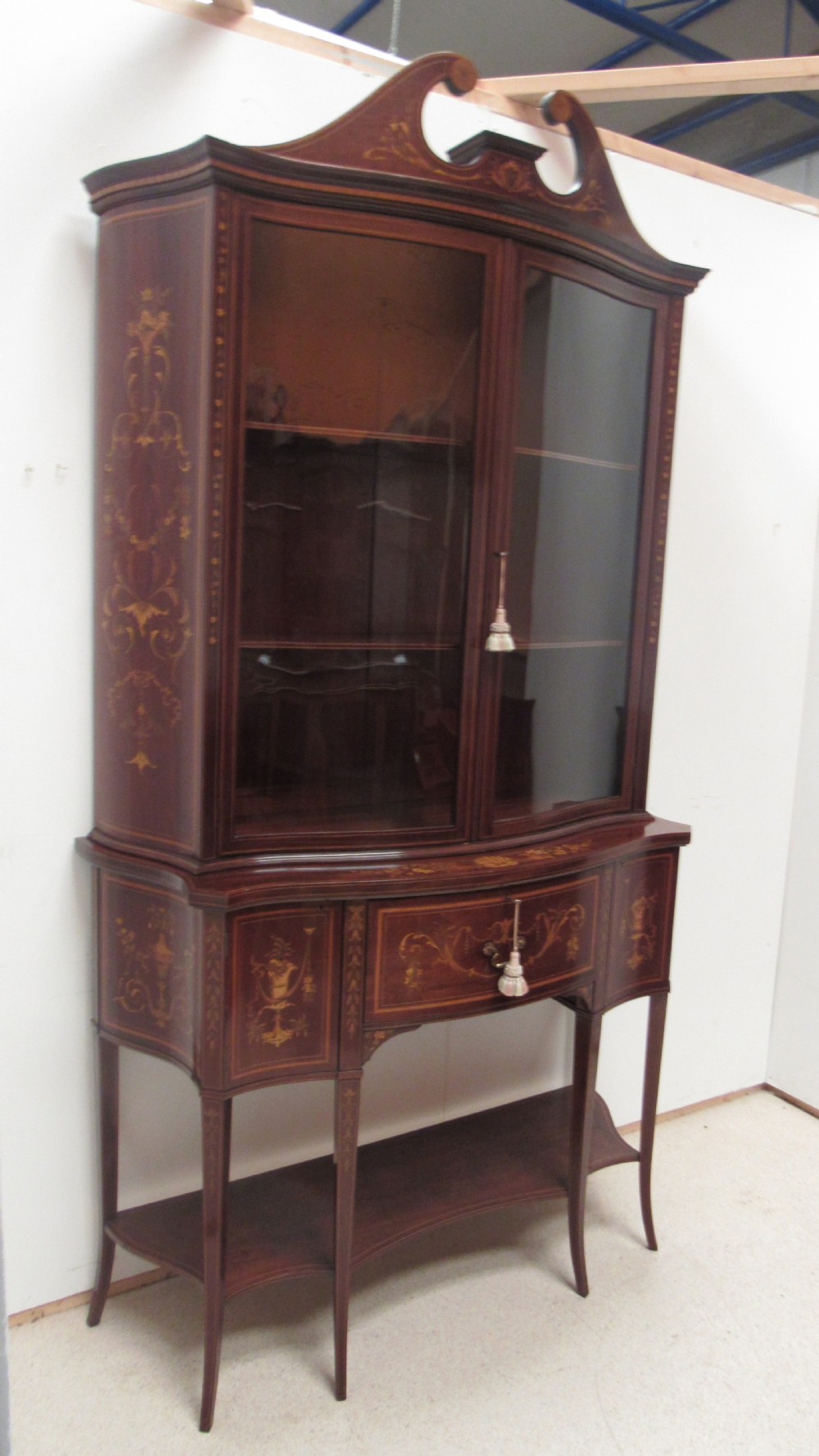 Fabulous inlaid secretaire display cabinet View II