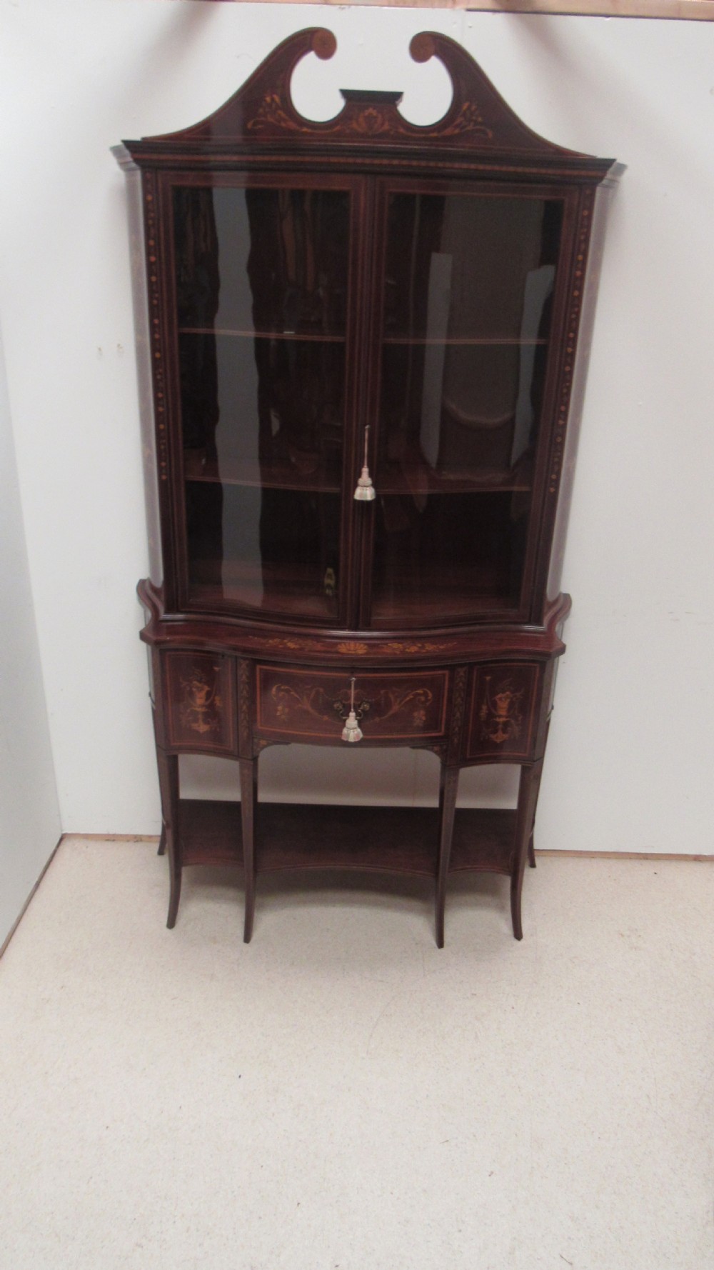 Fabulous inlaid secretaire display cabinet View XX
