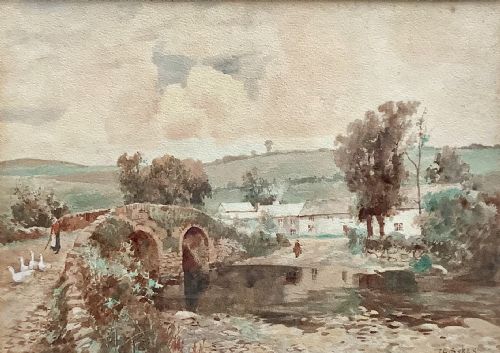 JOHN GUTTERIDGE SYKES WATERCOLOUR ‘ COUNTRY LANDSCAPE WITH FIGURES’