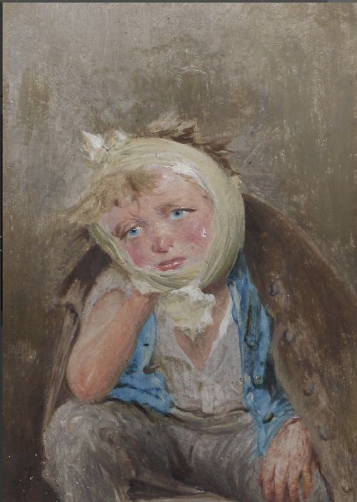 BRITISH SCHOOL OIL PAINTING ‘ BOY IN BANDAGES’