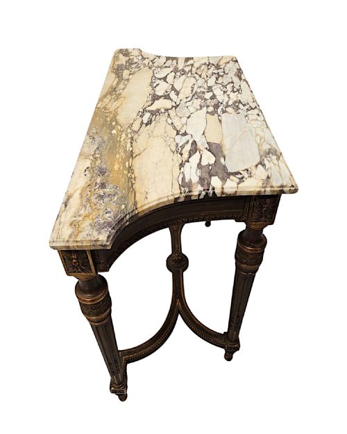 A FABULOUS 19TH CENTURY MARBLE TOP GILTWOOD CONSOLE TABLE - ADDITIONAL PHOTO 4