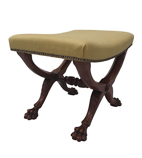 AN EXCEPTIONAL AND RARE 19TH CENTURY IRISH X FRAMED STOOL - ADDITIONAL PHOTO 1