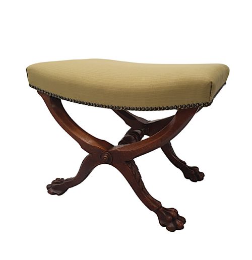 AN EXCEPTIONAL AND RARE 19TH CENTURY IRISH X FRAMED STOOL - ADDITIONAL PHOTO 4