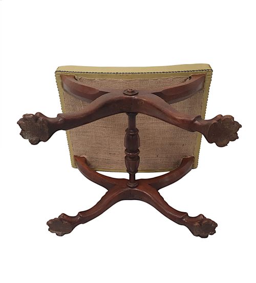 AN EXCEPTIONAL AND RARE 19TH CENTURY IRISH X FRAMED STOOL - ADDITIONAL PHOTO 7