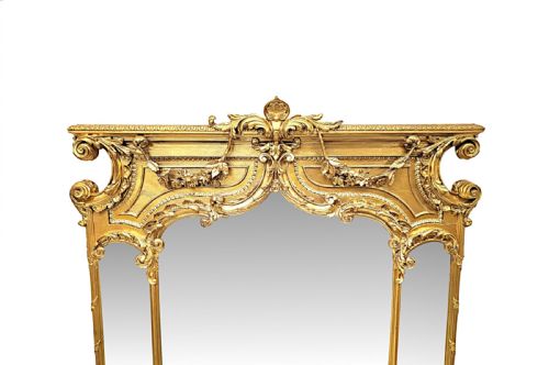 A VERY RARE AND IMPRESSIVE 19TH CENTURY GILTWOOD MARGIN OVERMANTEL MIRROR - ADDITIONAL PHOTO 1
