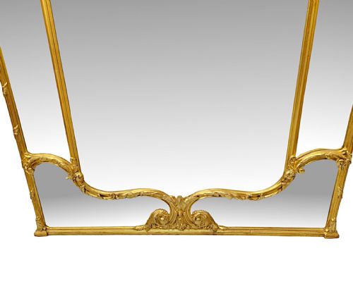 A VERY RARE AND IMPRESSIVE 19TH CENTURY GILTWOOD MARGIN OVERMANTEL MIRROR - ADDITIONAL PHOTO 4