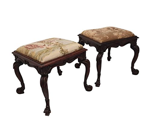 A STUNNING PAIR OF 19TH CENTURY STOOLS - ADDITIONAL PHOTO 1