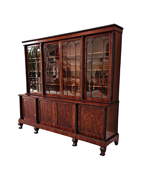 A VERY RARE EARLY 19TH CENTURY IRISH FLAME MAHOGANY BOOKCASE - ADDITIONAL PHOTO 2