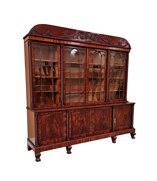 A VERY RARE EARLY 19TH CENTURY IRISH FLAME MAHOGANY BOOKCASE - ADDITIONAL PHOTO 3