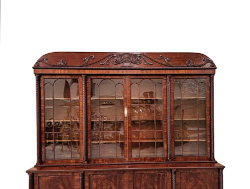 A VERY RARE EARLY 19TH CENTURY IRISH FLAME MAHOGANY BOOKCASE - ADDITIONAL PHOTO 6