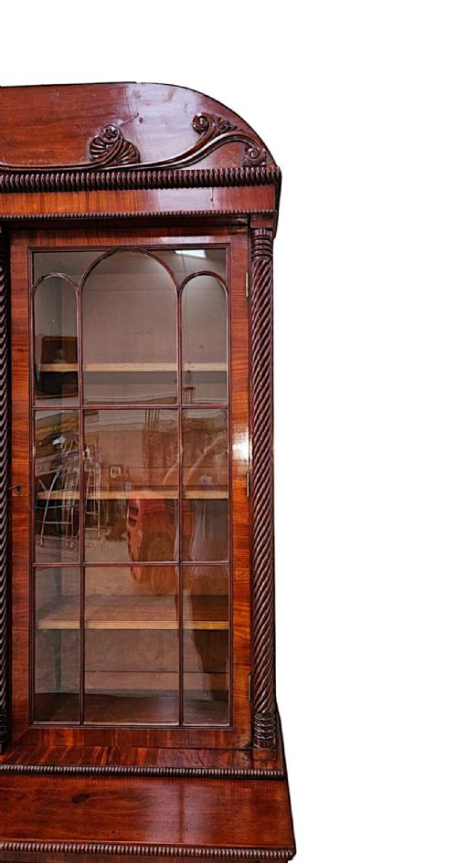 A VERY RARE EARLY 19TH CENTURY IRISH FLAME MAHOGANY BOOKCASE - ADDITIONAL PHOTO 7