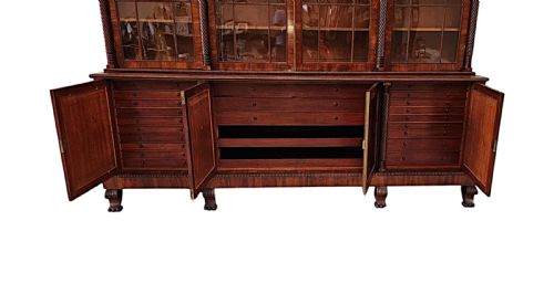 A VERY RARE EARLY 19TH CENTURY IRISH FLAME MAHOGANY BOOKCASE - ADDITIONAL PHOTO 11