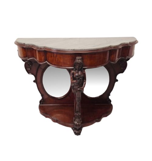 A VERY RARE AND IMPRESSIVE PAIR OF TALL 19TH CENTURY MARBLE TOP COUNTRY HOUSE CONSOLE TABLES - ADDITIONAL PHOTO 2