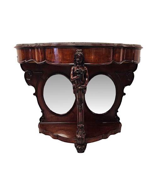 A VERY RARE AND IMPRESSIVE PAIR OF TALL 19TH CENTURY MARBLE TOP COUNTRY HOUSE CONSOLE TABLES - ADDITIONAL PHOTO 4