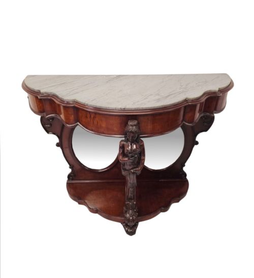 A VERY RARE AND IMPRESSIVE PAIR OF TALL 19TH CENTURY MARBLE TOP COUNTRY HOUSE CONSOLE TABLES - ADDITIONAL PHOTO 6
