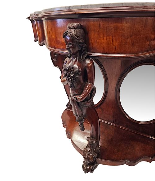 A VERY RARE AND IMPRESSIVE PAIR OF TALL 19TH CENTURY MARBLE TOP COUNTRY HOUSE CONSOLE TABLES - ADDITIONAL PHOTO 7
