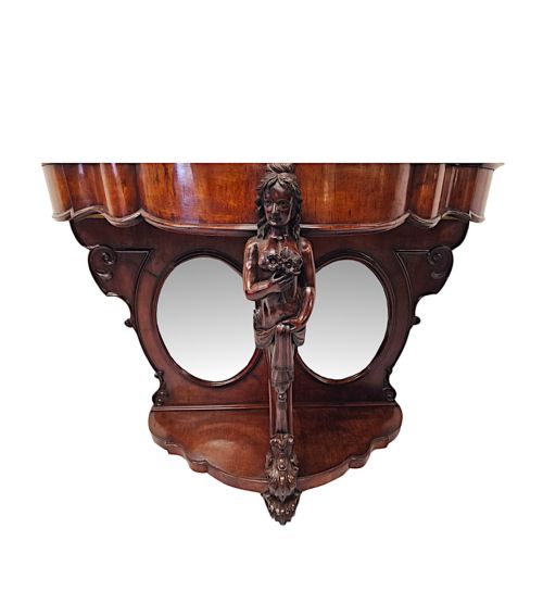 A VERY RARE AND IMPRESSIVE PAIR OF TALL 19TH CENTURY MARBLE TOP COUNTRY HOUSE CONSOLE TABLES - ADDITIONAL PHOTO 9