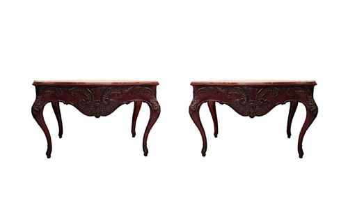 A RARE PAIR OF 19TH CENTURY MARBLE TOP CONSOLE TABLES - ADDITIONAL PHOTO 1