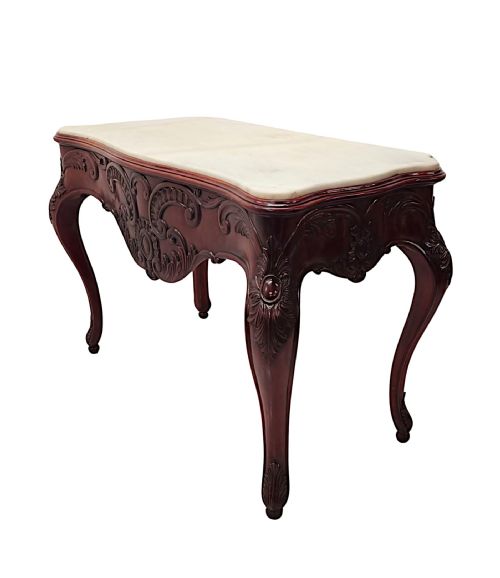 A RARE PAIR OF 19TH CENTURY MARBLE TOP CONSOLE TABLES - ADDITIONAL PHOTO 2