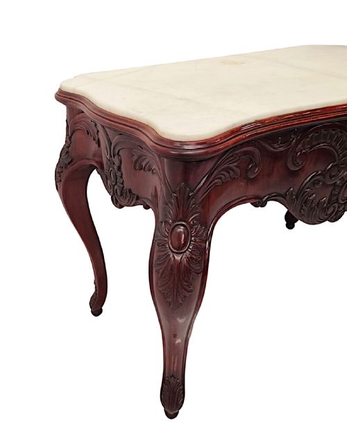 A RARE PAIR OF 19TH CENTURY MARBLE TOP CONSOLE TABLES - ADDITIONAL PHOTO 6