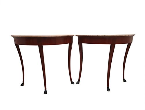 A VERY RARE PAIR OF EARLY 20TH CENTURY MARBLE TOPPED CONSOLE TABLES - ADDITIONAL PHOTO 1