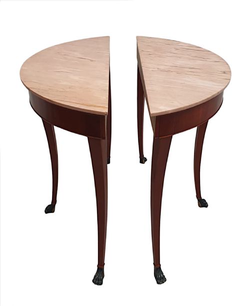 A VERY RARE PAIR OF EARLY 20TH CENTURY MARBLE TOPPED CONSOLE TABLES - ADDITIONAL PHOTO 2