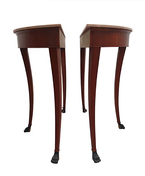A VERY RARE PAIR OF EARLY 20TH CENTURY MARBLE TOPPED CONSOLE TABLES - ADDITIONAL PHOTO 3