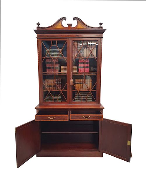 A STUNNING EDWARDIAN INLAID BOOKCASE BY S AND H JEWELL LONDON - ADDITIONAL PHOTO 1