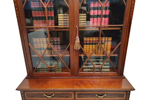 A STUNNING EDWARDIAN INLAID BOOKCASE BY S AND H JEWELL LONDON - ADDITIONAL PHOTO 2