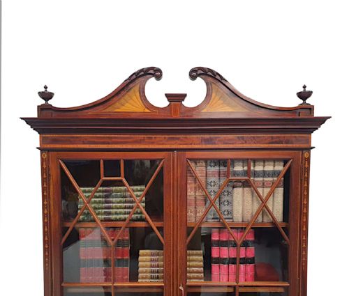 A STUNNING EDWARDIAN INLAID BOOKCASE BY S AND H JEWELL LONDON - ADDITIONAL PHOTO 3