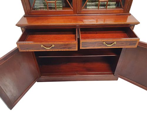 A STUNNING EDWARDIAN INLAID BOOKCASE BY S AND H JEWELL LONDON - ADDITIONAL PHOTO 4