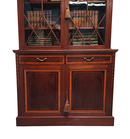 A STUNNING EDWARDIAN INLAID BOOKCASE BY S AND H JEWELL LONDON - ADDITIONAL PHOTO 5