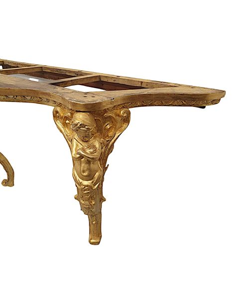 A VERY FINE AND RARE 19TH CENTURY MARBLE TOP GILTWOOD CONSOLE TABLE - ADDITIONAL PHOTO 4