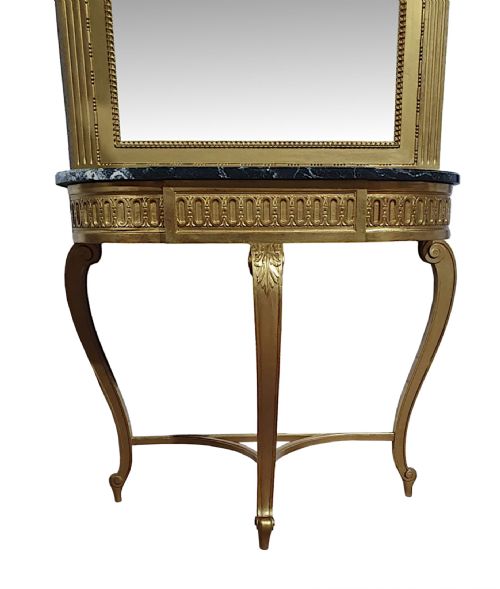 A VERY FINE LATE 19TH CENTURY MARBLE TOP CONSOLE TABLE AND MATCHING GILTWOOD MIRROR - ADDITIONAL PHOTO 3