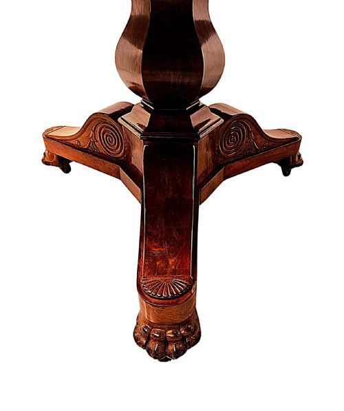 A VERY RARE LARGE 19TH CENTURY FLAME MAHOGANY LEATHER TOP DRUM CENTRE TABLE - ADDITIONAL PHOTO 8