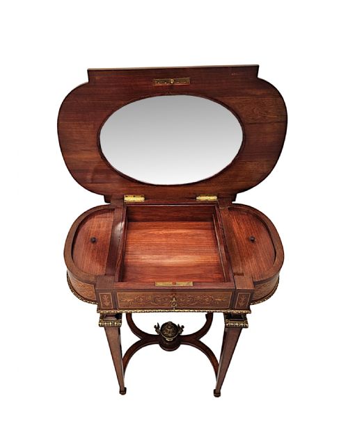 A VERY RARE LATE 19TH CENTURY MARQUETRY INLAID LADIES WORK OR LAMP TABLE - ADDITIONAL PHOTO 3