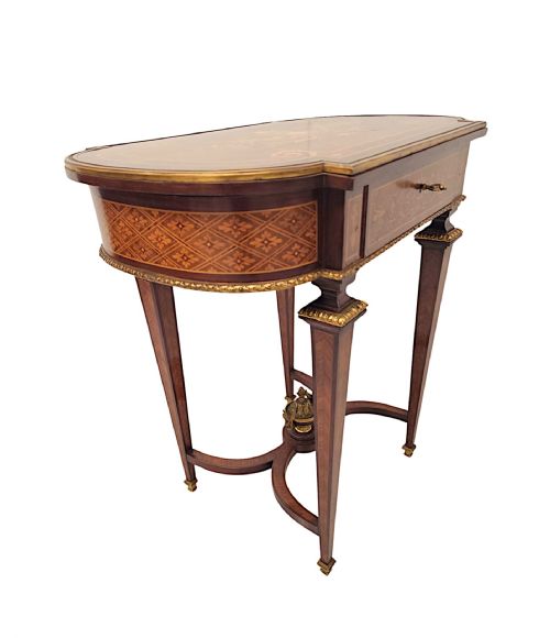 A VERY RARE LATE 19TH CENTURY MARQUETRY INLAID LADIES WORK OR LAMP TABLE - ADDITIONAL PHOTO 6