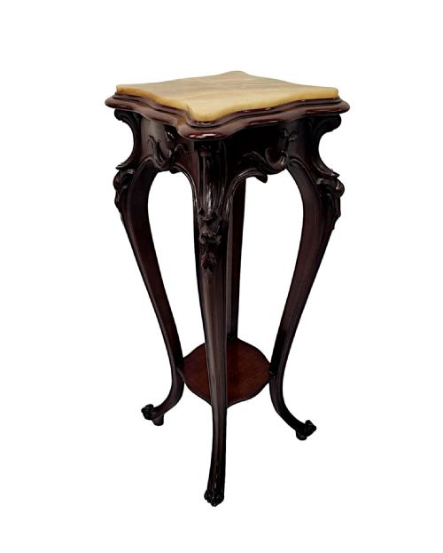 A STUNNING PAIR OF 19TH CENTURY ALABASTER TOP PLANT OR BUST STANDS - ADDITIONAL PHOTO 1
