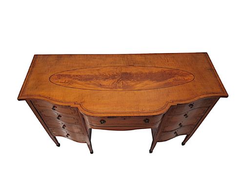 A FINE EDWARDIAN INLAID SERPENTINE SIDEBOARD - ADDITIONAL PHOTO 2