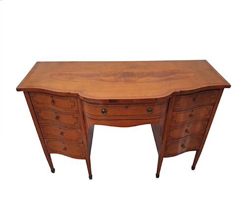 A FINE EDWARDIAN INLAID SERPENTINE SIDEBOARD - ADDITIONAL PHOTO 4