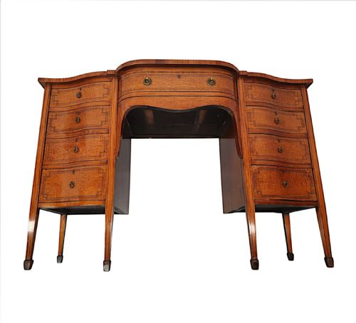 A FINE EDWARDIAN INLAID SERPENTINE SIDEBOARD - ADDITIONAL PHOTO 7