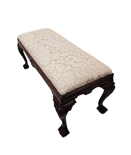 A GORGEOUS 20TH CENTURY LONG STOOL WITH BALL AND CLAW DETAIL - ADDITIONAL PHOTO 1