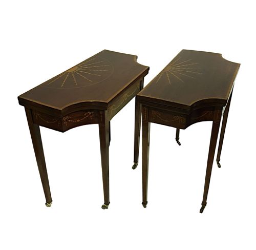 A VERY RARE AND FINE PAIR OF 19TH CENTURY INLAID CARD TABLES - ADDITIONAL PHOTO 1