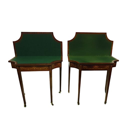 A VERY RARE AND FINE PAIR OF 19TH CENTURY INLAID CARD TABLES - ADDITIONAL PHOTO 2