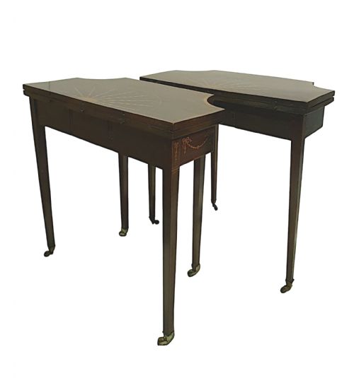 A VERY RARE AND FINE PAIR OF 19TH CENTURY INLAID CARD TABLES - ADDITIONAL PHOTO 3
