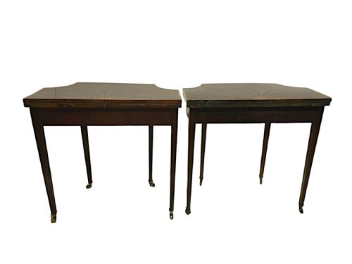 A VERY RARE AND FINE PAIR OF 19TH CENTURY INLAID CARD TABLES - ADDITIONAL PHOTO 4