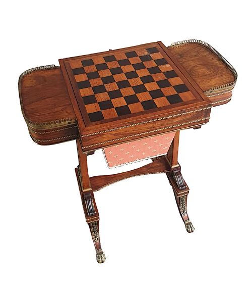 A RARE EARLY 19TH CENTURY REGENCY COMBINATION GAMES OR WORK TABLE - ADDITIONAL PHOTO 1