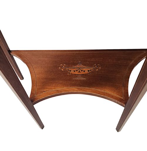 A VERY RARE EDWARDIAN MARQUETRY INLAID DEMILUNE HALL TABLE ATTRIBUTED TO LONDON MAKER 'EDWARD AND ROBERTS' - ADDITIONAL PHOTO 8