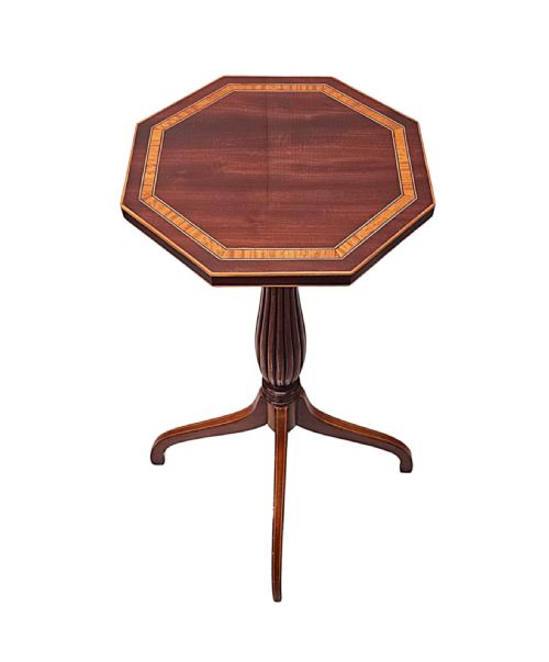 A VERY RARE PAIR OF EDWARDIAN INLAID TALL WINE TABLES - ADDITIONAL PHOTO 1