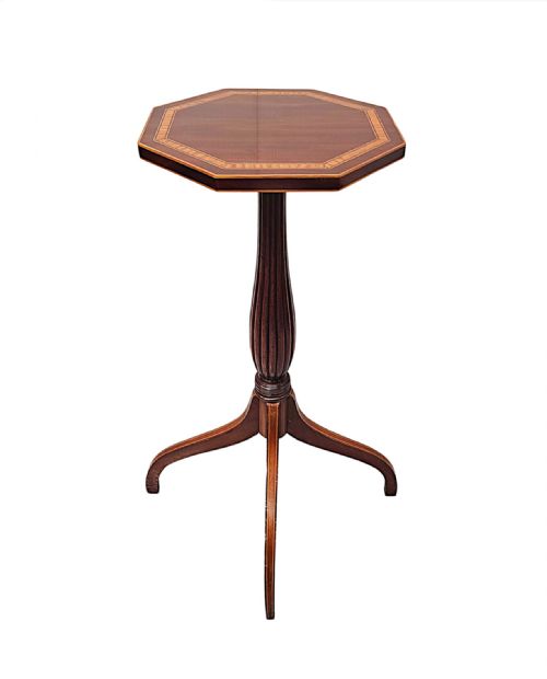 A VERY RARE PAIR OF EDWARDIAN INLAID TALL WINE TABLES - ADDITIONAL PHOTO 3